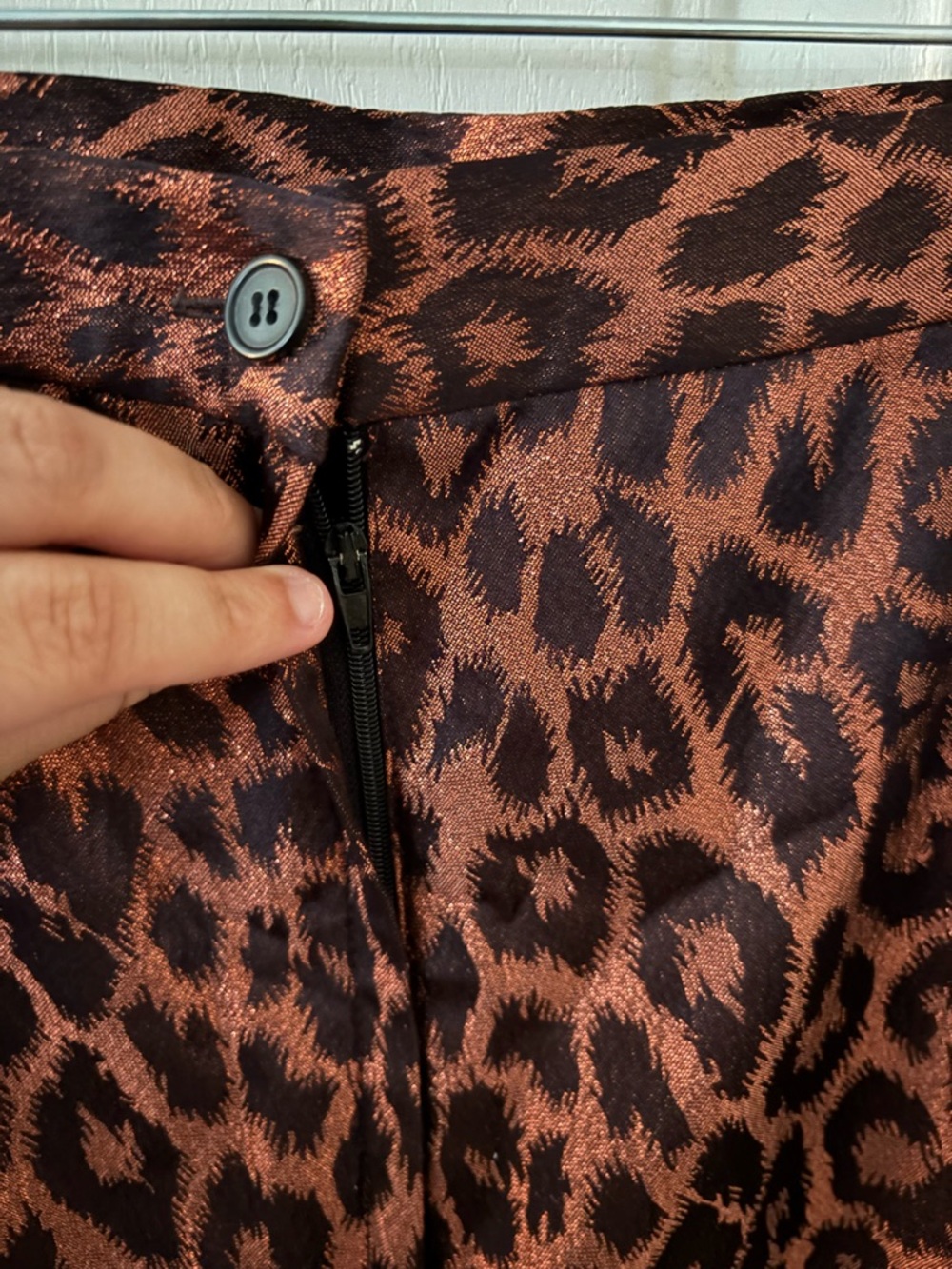 Animal-Print Satin Pencil Skirt in Brown - Picture 2 of 3